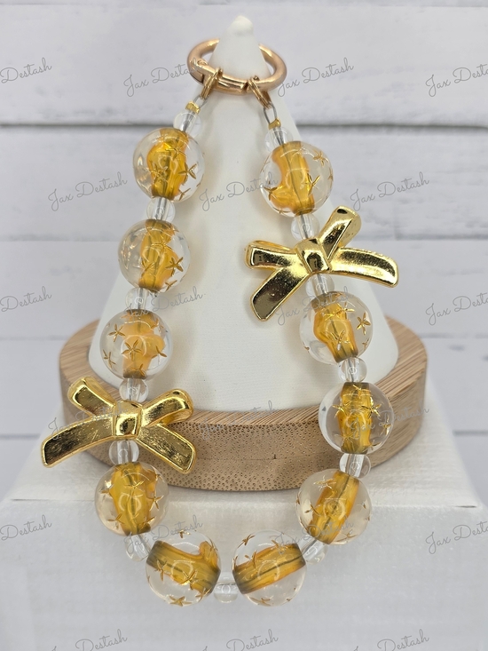 Accessories - Gold Bow Beaded Phone/Key Lanyard CH4372